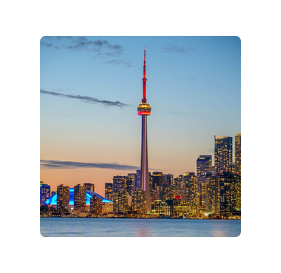 Toronto CN Tower at dusk representing AI adoption for customer insights among Canadian businesses